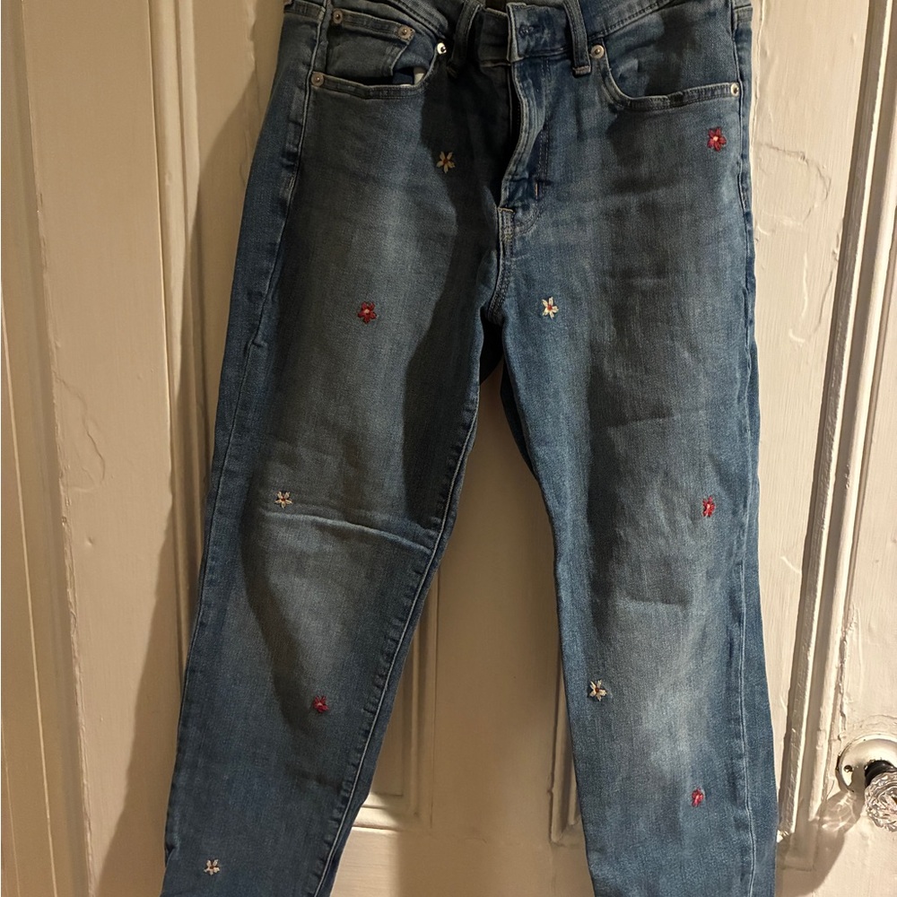 Flower Embroidered Blue Jeans GAP